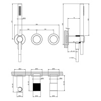 GESSI HABITO DIAMANTATO смеситель настенный встраиваемый, однорычажный, с переключателем на 2 положен, с ручным душем, настен держ,цвет Black Metal PV - Gidratop.ru изображение