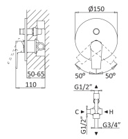 NAUTIC-VDIM-01 Встраиваемый однорычажный смеситель с переключателем на 2 выхода, исполнение хром - Gidratop.ru изображение
