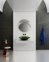 Раковина накладная прозрачная ABBER Kristall AT2812Emerald зеленая - Gidratop.ru изображение