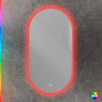 ELLISSE Зеркало с контурной разноцветной подсветкой RGB и сенсорным выключателем, CZR-SPC-ELS-500-950-RGB-TCH, 12V, 220-240V, 500x950 - Gidratop.ru изображение