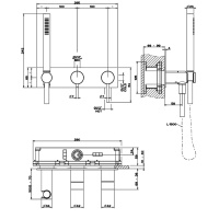 GESSI 316 встраиваемый смеситель для ванны, автомат переключатель ванна-душ, держатель неподвижный (внешняя часть), цвет: brushed black metal pvd - Gidratop.ru изображение