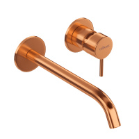 LEAF-BLI2-20-L-SS Смеситель для раковины встраиваемый однорычажный, на два отверстия, длина излива 20 см, исполнение Sunset - Gidratop.ru изображение