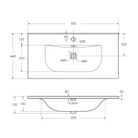 Керамическая раковина CZR-8099-90, 910x460x170 - Gidratop.ru изображение