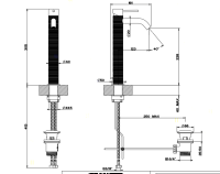 GESSI 316 смеситель для раковины на 1 отверстие, высокий, h=305мм, с донным клапаном, излив 123мм, цвет: steel brushed - Gidratop.ru изображение