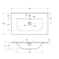 Керамическая раковина CZR-8099-80, 810x460x170 - Gidratop.ru изображение