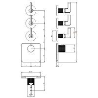 GESSI INCISO встраиваемый термостатический смеситель на 3 источника, резьба 3/4 (внешние части), цвет: хром - Gidratop.ru изображение