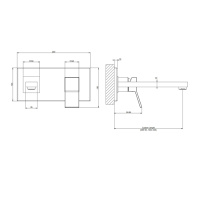 Gessi Rettangolo K встраиваемый однорычажный смеситель для раковины с индивидуальной длиной излива (70-300мм)(внешние части), цвет: черный - Gidratop.ru изображение