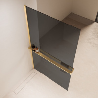 Душевая перегородка Walk-In VSW-1HR900CGG, 900*2000, матовый золотой, стекло тонированное - Gidratop.ru изображение