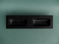 Раковина накладная мебельная CERAMICANOVA Grace прямоугольная 1610x457x137 с двумя чашами и отверстиями под смеситель цвет черный матовый CN7023MB - Gidratop.ru изображение