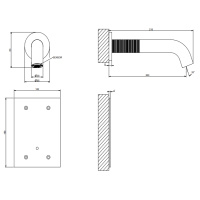 GESSI 316 TRAME смеситель для раковины настенный, электронный, излив 200 мм., внешняя часть, цвет Steel Brushed - Gidratop.ru изображение
