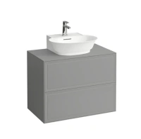 Тумба под раковину Laufen New Classic 77.5 х 45.5 х 60 см, 4.0601.4.085.627.1, подвесная, вырез посередине, серый - Gidratop.ru изображение