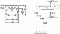 Раковина Villeroy&Boch O.novo 45 х 35 см, подвесная, альпийский белый, 53604501 - Gidratop.ru изображение