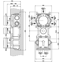 Gessi внутренняя часть встраиваемого термостатического смесителя с 5ю выходами и селектором - Gidratop.ru изображение