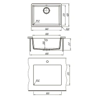 Кухонная мойка Lemark Sinara 540-U 9910073, 54 см, искусственный камень, цвет антрацит - Gidratop.ru изображение