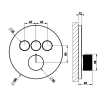 GESSI HI-FI COMFORT смеситель настенный встраиваемый, термостатический, с 3 запорными кнопками, цвет Black Metal PVD - Gidratop.ru изображение