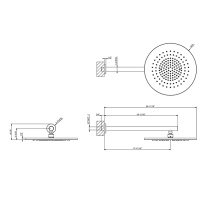 GESSI 316 верхний душ Oslash;355 мм., с настенным держателем 450 мм.,  цвет Brushed Brass PVD - Gidratop.ru изображение
