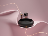 Умывальник чаша накладная круглая (цвет Черный Матовый) Element 360x360x120мм - Gidratop.ru изображение