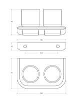 LINER-TUMDS-01 Стакан подвесной двойной, стекло, исполнение хром - Gidratop.ru изображение