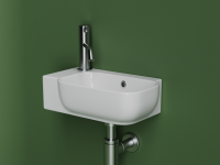 Рукомойник подвесной прямоугольный 403x249x140, с отверстием под смеситель  (чаша справа, отверстие под смеситель слева), цвет белый - Gidratop.ru изображение