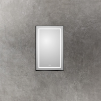 Зеркало в алюминиевой раме со встроенным светильником, сенсорным выключателем и подогревом, SPC-KRAFT-500-800-LED-TCH-WARM-NERO, 500x32x800 мм - Gidratop.ru изображение