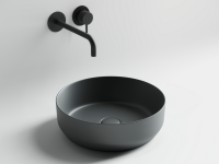 Умывальник чаша накладная круглая (цвет Темный Антрацит Матовый) Element 390x390x120мм - Gidratop.ru изображение