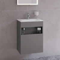 Тумба под раковину Keuco Stageline 32822290001, 46 см, петли слева, цвет инокс матовый - Gidratop.ru изображение