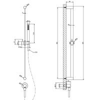 GESSI 316 штанга в комплекте с душевой лейкой с легкой очисткой, шланг 1,50 м, вывод воды из стены, цвет Black XL - Gidratop.ru изображение