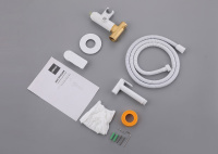 Смеситель ABBER Weiss Insel AF8025W с гигиеническим душем, белый - Gidratop.ru изображение