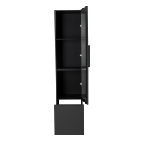 PREMIUM Колонна подвесная с распашной дверью, с зеркалом внутри, одним выдвижным ящиком, реверсивная 55502 Nero opaco, 35x38x150 - Gidratop.ru изображение