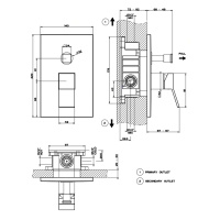 Gessi Rettangolo K встраиваемый однорычажный смеситель для душа (внешняя часть) с переключателем, цвет: черный - Gidratop.ru изображение
