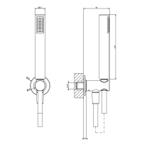 GESSI INCISO душевой комплект, +  вывод, держатель, шланг 1,50 м и душевая лейка, цвет: brushed brass pvd - Gidratop.ru изображение