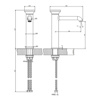 GESSI ORIGINI смеситель для раковины H=247мм однорычажный, в компл с отделочной вставкой, цвет Glossy Ocra - Gidratop.ru изображение