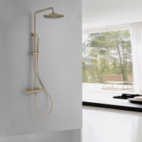 Душевая стойка ABBER Wasser Kreis AF8160G с термостатом без излива, золото матовое - Gidratop.ru изображение