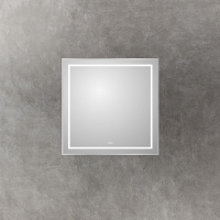 Зеркало в алюминиевой раме со встроенным светильником, сенсорным выключателем и подогревом, SPC-KRAFT-900-800-LED-TCH-WARM, 900x32x800 мм - Gidratop.ru изображение