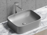 Умывальник чаша накладная прямоугольная (цвет Антрацит Матовый) Element 505x380x150мм - Gidratop.ru изображение