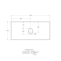 Столешница из керамогранита без отверстия под смеситель 1016x468 KEP-100-BO-W0 Bianco Opaco - Gidratop.ru изображение