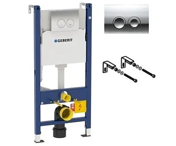 Инсталляция Geberit Duofix 458.124.21.1 Delta UP100 с кнопкой смыва для унитаза, хром