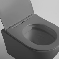 Унитаз подвесной Globo VT1-14SMA безободковый, цвет антрацит мат., ультратонкое сиденье soft-close - Gidratop.ru изображение