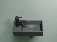 Умывальник подвесной прямоугольный (чаша справа, отверстие под смеситель слева) цвет темный антрацит матовый Element 407x217x100 - Gidratop.ru изображение