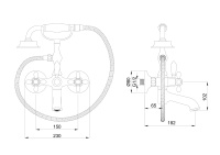 Смеситель для ванны с душем WONZON & WOGHAND RETRO, Брашированное золото (WW-88639020- BG) - Gidratop.ru изображение