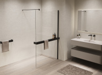 Душевая перегородка Walk-In VSW-1HR900CLB, 900*2000, черный, стекло прозрачное - Gidratop.ru изображение