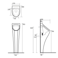 Писсуар напольный с сифоном и креплением, цвет: белый - Gidratop.ru изображение