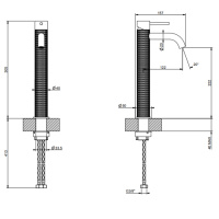GESSI 316 смеситель для раковины на 1 отверстие, высокий h=305мм, без донного клапана, излив 123мм, цвет: brushed black metal pvd - Gidratop.ru изображение