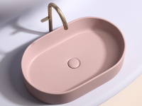 Умывальник чаша накладная овальная (цвет Розовый Матовый) Element 608x385x122мм - Gidratop.ru изображение