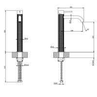 GESSI 316 смеситель для раковины на 1 отверстие, высокий h=305мм, без донног клапана, излив 156мм, цвет: brushed black metal pvd - Gidratop.ru изображение