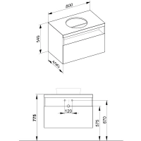 Тумба под раковину Keuco Stageline 32863970000, 80 см, 1 ящик, цвет вулканит матовый - Gidratop.ru изображение