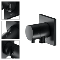 Вентиль запорный Keuco IXMO 59557371202 на 2 потребителя, с выходом для шланга и держателем лейки, черный матовый - Gidratop.ru изображение