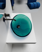 Раковина накладная прозрачная ABBER Kristall AT2812Aquamarin бирюзовая - Gidratop.ru изображение