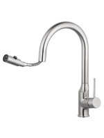 Смеситель для кухни с выдвижным изливом WONZON & WOGHAND, Брашированный никель (WW-A21252-BS) - Gidratop.ru изображение