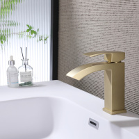 Смеситель ABBER Wasserfall AF8610G для раковины, золото матовое - Gidratop.ru изображение